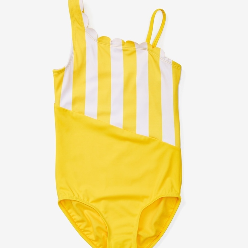 Justice stripe scallop one shoulder swimsuit 24 p